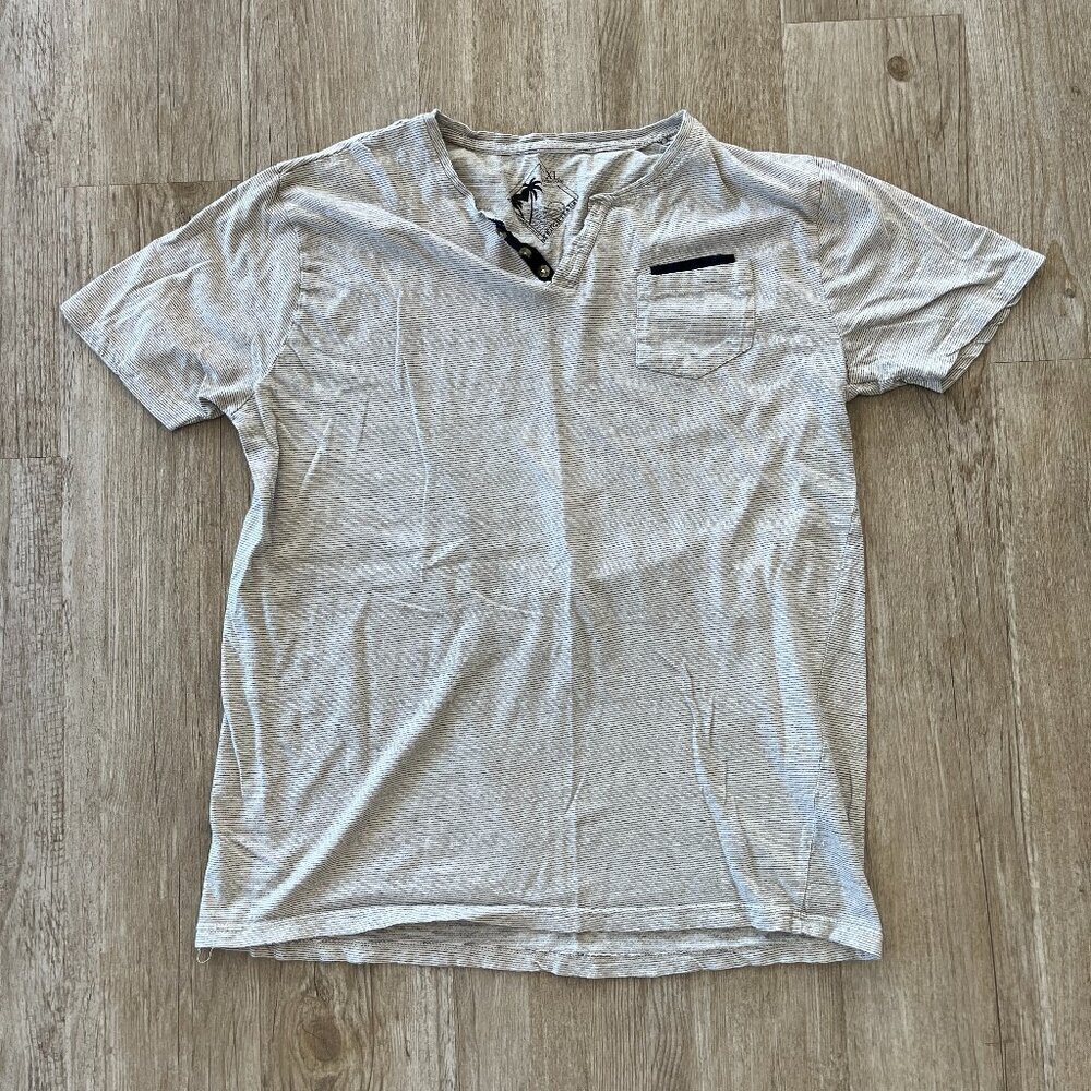 Mens Straightfaded Grey/White Stripe Short Sleeve Tshirt - XL